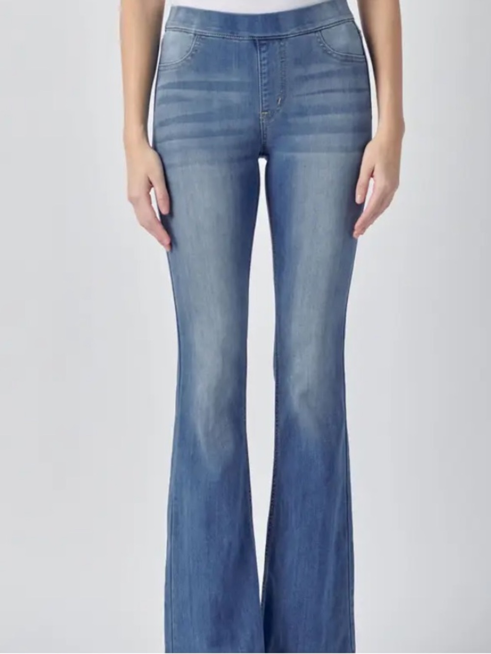 Cello Blue Medium Wash Flare Jeans cut off ends